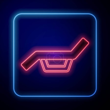 Illustration for Glowing neon Sunbed icon isolated on black background. Sun lounger.  Vector. - Royalty Free Image