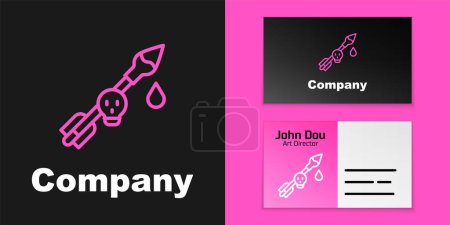 Illustration for Pink line Poison on the arrow icon isolated on black background. Poisoned arrow. Logo design template element. Vector. - Royalty Free Image