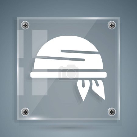 Illustration for White Bandana icon isolated on grey background. Square glass panels. Vector - Royalty Free Image