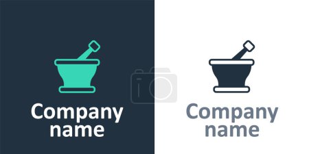 Illustration for Logotype Mortar and pestle icon isolated on white background. Logo design template element. Vector. - Royalty Free Image
