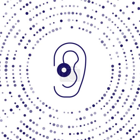Blaues Symbol für Hörgeräte isoliert auf weißem Hintergrund. Gehör und Gehör. Abstrakte Kreis zufällige Punkte. Vektor.