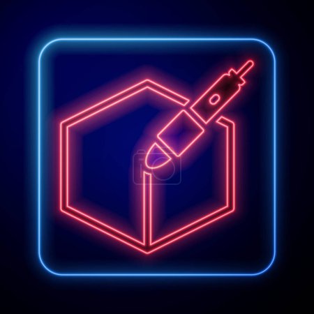 Illustration for Glowing neon 3d pen tool icon isolated on black background. Vector. - Royalty Free Image