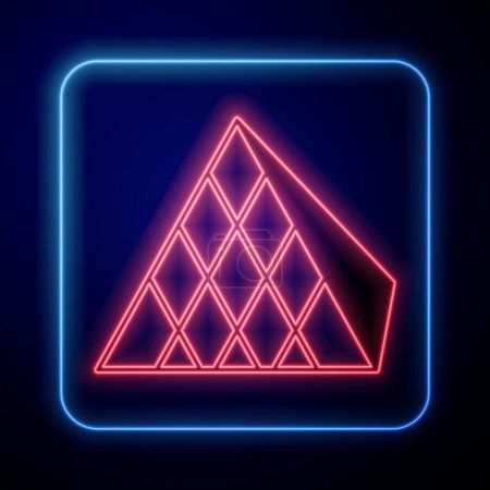 Illustration for Glowing neon Louvre glass pyramid icon isolated on black background. Louvre museum. Vector. - Royalty Free Image