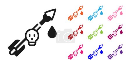 Illustration for Black Poison on the arrow icon isolated on white background. Poisoned arrow. Set icons colorful. Vector - Royalty Free Image