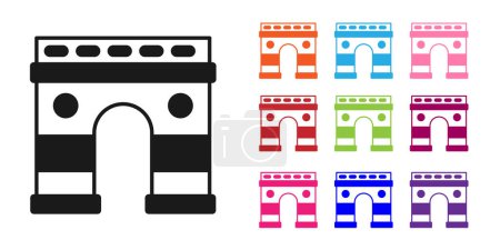 Illustration for Black Triumphal Arch icon isolated on white background. Landmark of Paris, France. Set icons colorful. Vector - Royalty Free Image