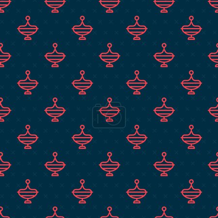 Ilustración de Línea roja Whirligig juguete icono aislado patrón sin costura sobre fondo negro. Vector - Imagen libre de derechos
