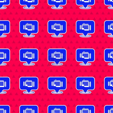 Illustration for Blue Check engine icon isolated seamless pattern on red background.  Vector - Royalty Free Image
