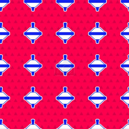 Ilustración de Blue Whirligig juguete icono aislado patrón sin costuras sobre fondo rojo. Vector - Imagen libre de derechos