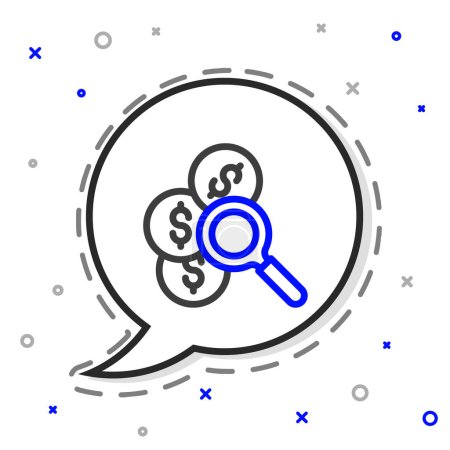 Ilustración de Línea de búsqueda de dinero icono aislado sobre fondo blanco. Concepto de esquema colorido. Vector - Imagen libre de derechos