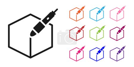 Illustration for Black 3d pen tool icon isolated on white background. Set icons colorful. Vector. - Royalty Free Image