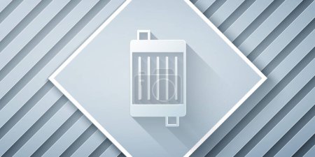 Paper cut Car radiator cooling system icon isolated on grey background. Paper art style. Vector