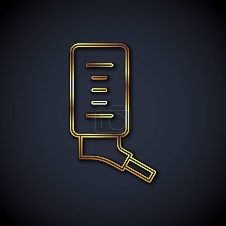 Gold line Automatic drinker for small pets icon isolated on black background.  Vector