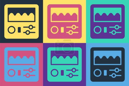 Illustration for Pop art Drum machine icon isolated on color background. Musical equipment.  Vector. - Royalty Free Image