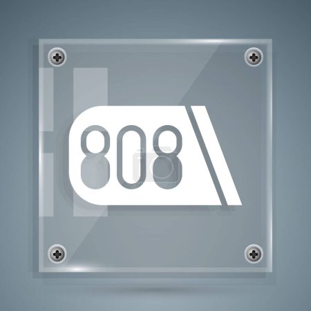 White Drum machine music producer equipment icon isolated on grey background. Square glass panels. Vector