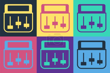 Pop art Drum machine music producer equipment icon isolated on color background.  Vector