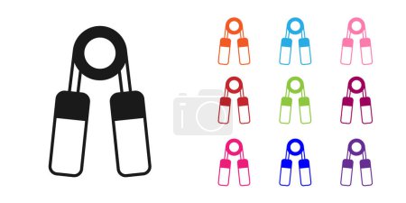 Black Sport expander icon isolated on white background. Sport equipment. Set icons colorful. Vector