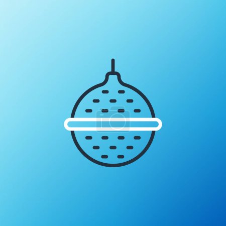 Téléchargez les illustrations : Line Ball icône de filtre à thé isolé sur fond bleu. Concept de contour coloré. Vecteur - en licence libre de droit
