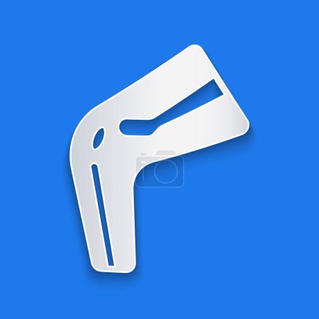 Illustration for Paper cut Bone pain icon isolated on blue background. Orthopedic medical. Disease of the joints and bones, arthritis. Paper art style. Vector. - Royalty Free Image