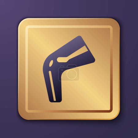 Illustration for Purple Bone pain icon isolated on purple background. Orthopedic medical. Disease of the joints and bones, arthritis. Gold square button. Vector. - Royalty Free Image