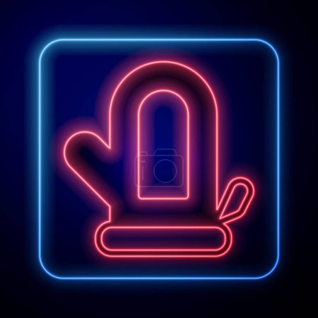 Glowing neon Sauna mitten icon isolated on black background. Mitten for spa.  Vector