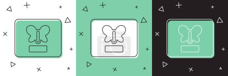 Illustration for Set Butterfly in a frame icon isolated on white and green, black background. Herbarium.  Vector - Royalty Free Image
