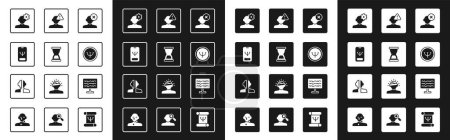 Illustration for Set Solution problem in psychology, Old hourglass, Online psychological counseling, Psychology, Finding, Encephalogram and Bipolar disorder icon. Vector - Royalty Free Image