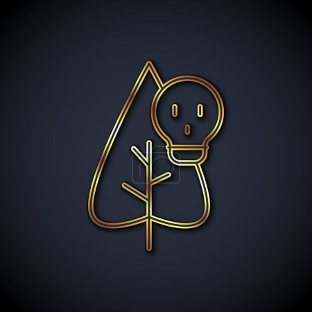 Gold line Poison flower icon isolated on black background.  Vector