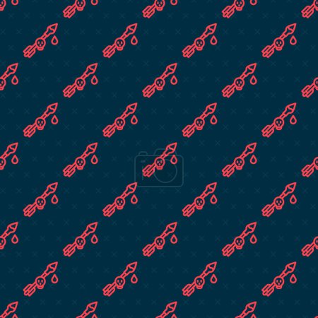 Ilustración de Línea roja Veneno en el icono de flecha patrón inconsútil aislado sobre fondo negro. Flecha envenenada. Vector - Imagen libre de derechos