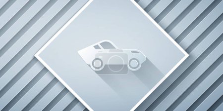 Paper cut Car icon isolated on grey background. Paper art style. Vector