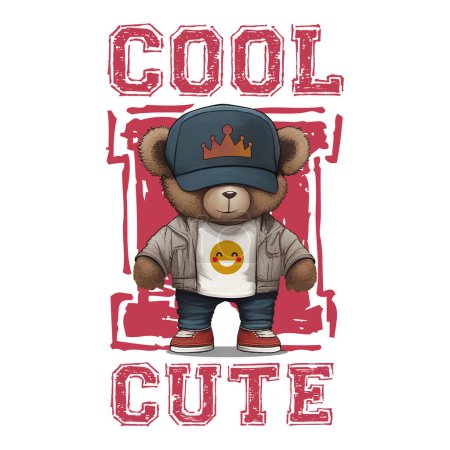 Photo for Cool and cute (teddy bear) Artwork for direct to garment printing and print on demand. Such as t-shirt graphics, stickers, prints, wall arts, home textiles, pajamas, mugs, logos etc. - Royalty Free Image