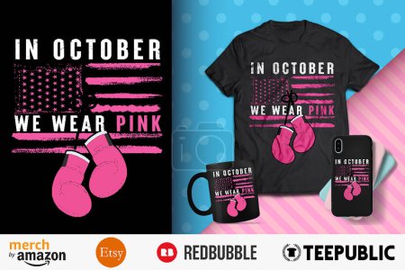 Ilustración de En octubre usamos diseño de camiseta rosa - Imagen libre de derechos