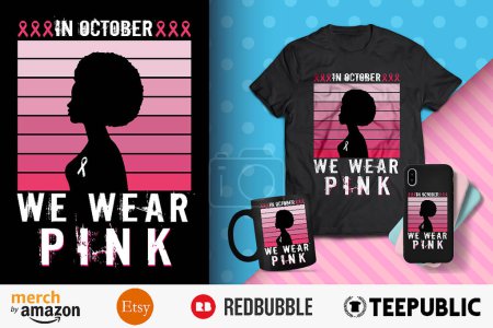 Ilustración de En octubre usamos diseño de camiseta rosa - Imagen libre de derechos