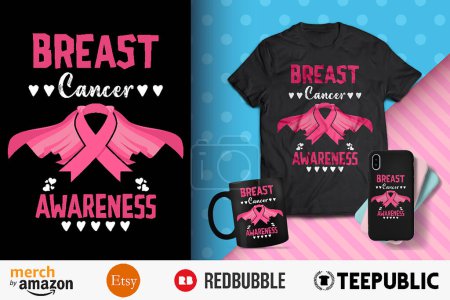 Ilustración de Diseño de camisetas de conciencia sobre el cáncer de mama - Imagen libre de derechos