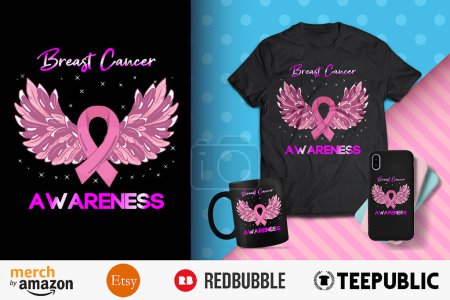 Diseño de camisetas de conciencia sobre el cáncer de mama