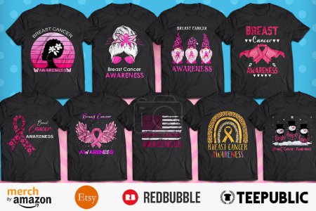 Diseño de la camiseta del paquete de concienciación sobre el cáncer de mama