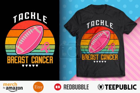 Ilustración de Abordar el cáncer de mama fútbol rosa camiseta diseño - Imagen libre de derechos