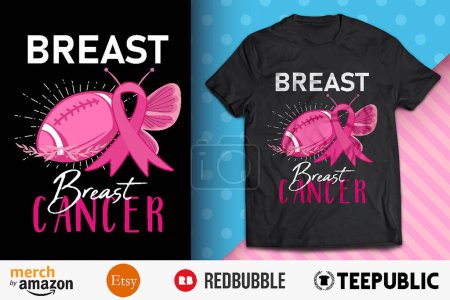 Ilustración de Abordar el cáncer de mama fútbol rosa camiseta diseño - Imagen libre de derechos