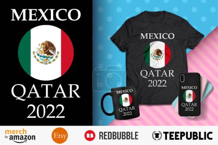 Ilustración de México Qatar 2022 Diseño de Camisa - Imagen libre de derechos