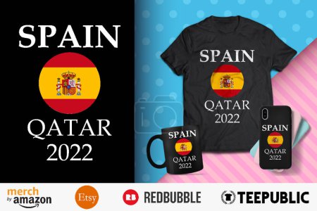 Ilustración de España Qatar 2022 Diseño de camisa - Imagen libre de derechos