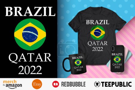 Ilustración de Brasil Qatar 2022 Diseño de Camisa - Imagen libre de derechos