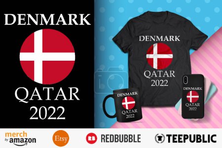Ilustración de Dinamarca Qatar 2022 Diseño de camisa - Imagen libre de derechos
