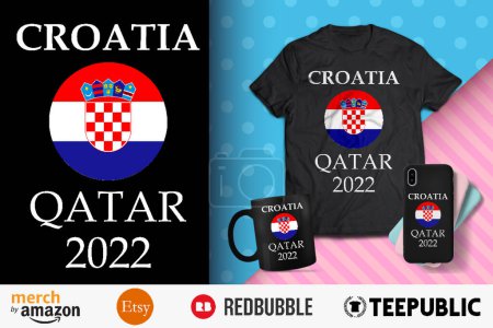 Ilustración de Croacia Qatar 2022 Diseño de camisa - Imagen libre de derechos