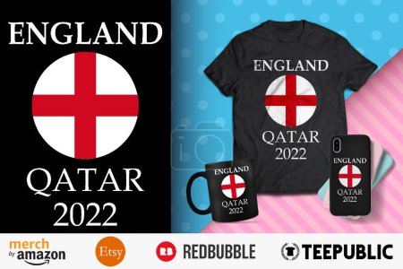 Ilustración de Inglaterra Qatar 2022 Diseño de camisa - Imagen libre de derechos