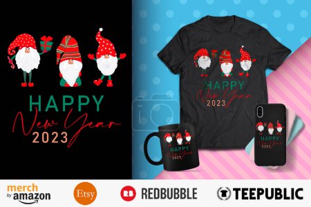 Gnome Happy New Year 2023 Shirt Design