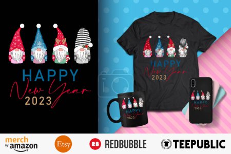 Gnome Happy New Year 2023 Shirt Design