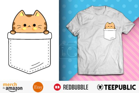Diseño divertido de la camisa de bolsillo del gato
