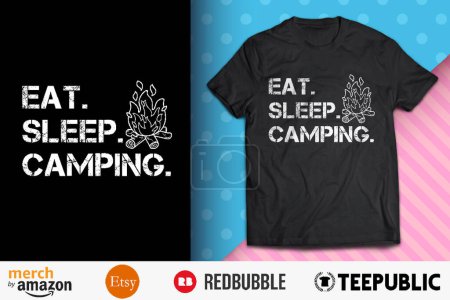 Comer sueño acampar camisa diseño