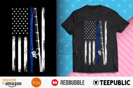 Fishing USA Flag Shirt Design