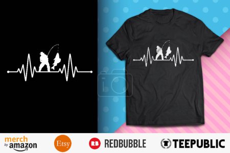 Fishing Heart Beat Shirt Design