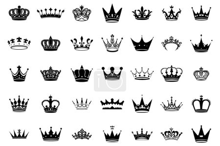 Illustration for Silhouettes crowns set Illustration vector design collection - Royalty Free Image